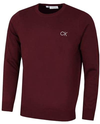Calvin Klein Mens Round Neck Tour Sweater - Burgundy - S