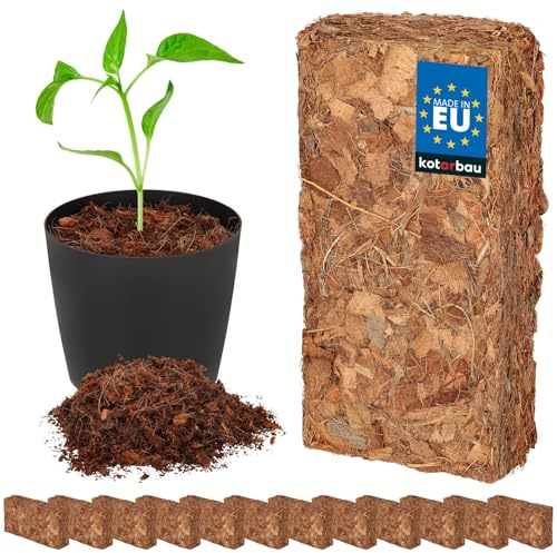 Terreau Naturel et sans Tourbe en Noix de Coco KOTARBAU® pour Plantes et Terrarium, terreau en Fibre de Coco de 12 x 500 g - 60 L
