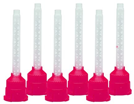 Dental Impression Mixing Tips, YOUYA DENTAL 50pcs Dental Intra Oral Tips for Dentistry Materials Mixing Tube Disposable Silicone Rubber Head Lab Products - Pink