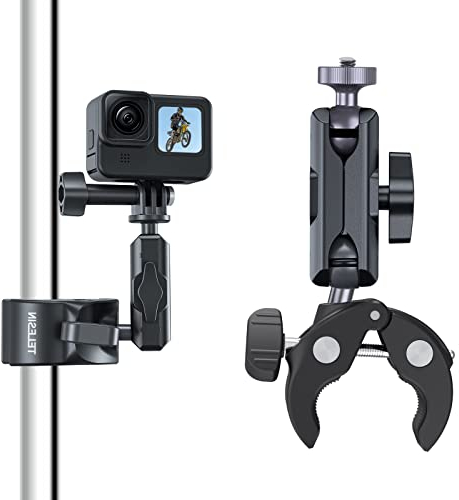 TELESIN Motorradfahren Krabbenklaue Klemme Magic Arm 360° Einstellung Super Klemme 1/4 Schraube für Gopro/Insta 360/DJI Action/Canon Nikon DSLR Kamera (Technische Kunststoffausführung)