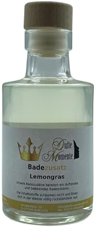Dufte Momente Badezusatz Lemongras 100ml - hochwertiges Badeöl in attraktiver Glasflasche mit Korkmündung
