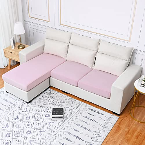 Qelus Samt Sofa Sitzkissenbezug,Stretch Couchüberzug,1 Stück Sofakissen Schonbezug,weicher Möbelschutz(Rosa,2 Sitzer)