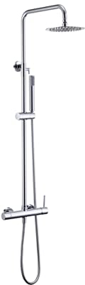 MICE - Columna de ducha con monomando integrado de acero inoxidable - rociador extraplano - Griferia baño color Cromado