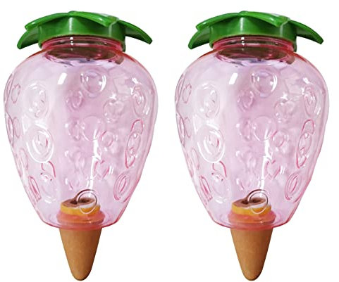 Dosatore Acqua Per Piante In Vaso, Irrigazione Automatica Vasi, Globi Di Irrigazione Per Piante, Coni Di Argilla Sfere Per Irrigazione Piante Flebo Innaffiatori Innaffiare Piante Set Di 2 (fragola)