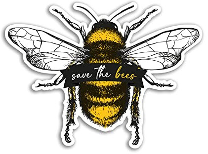 Vinyl-Aufkleber Save The Bees, 10 cm, Hummel-Art-Deco-Illustration, Insektenschutz, Mädchen, Laptop-Etikett, Heimaufkleber #79873, 2 Stück
