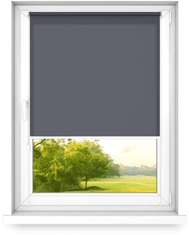 Time4blinds Mini Estor Enrollable Basic - No Invasivo - Sin Taladrar - 1000x1000mm Grafito - Operado en el Lado Derecho