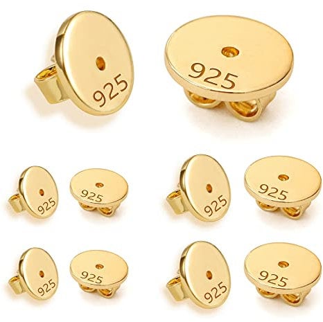 ASH'S CHOICE Gold Earring Backs, 4Pairs 925 Sterling Silver Earring Backs Replacements for Earrings Studs Posts 14K Gold Pierced Secure Backings Safety Locking Butterfly Earrring Stoppers Women Girls