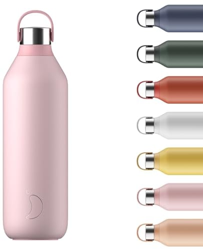 Chilly's Series 2 Gourde - Bouteilles isothermes en Acier INOX avec Double paroi, col Souple et poignée de Transport - Blush Pink, 1000ml