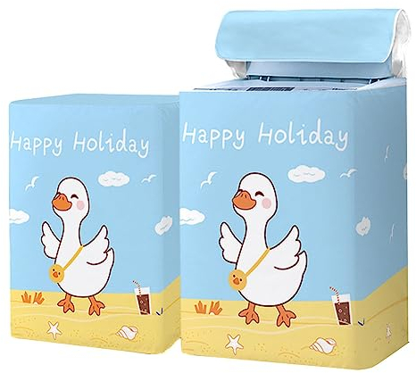 Odot Copertura Lavatrice per Asciugatrice, Coprilavatrice per Lavatrice a Carica Dall'alto, Interni Esterni Impermeabile Antipolvere Resistente Fodera per Lavatrice (XL,Anatra da Spiaggia)