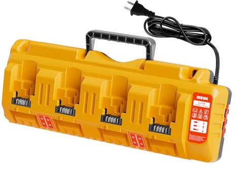 Bslite DCB104 Battery Charger Station Replacement for Dewalt, 4 Port Multi Charger with 2 USB Ports, Fast Charging for 20V Max Batteries