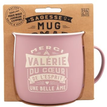 Mug Nomade - Mug à thé et café personnalisé Valérie - Cadeau pour Femme, Rose