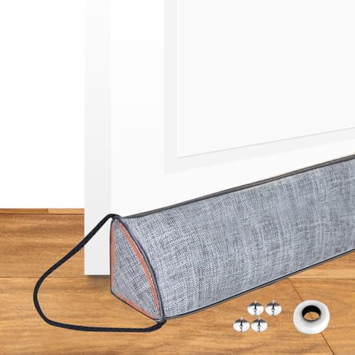 JINMEE Gewichteter Dreieckiger Zugluftstopper für Türen - 100cm für Haustür und Schlafzimmertür - Reduziert Wärmeverlust im Kalten Winter, Grau