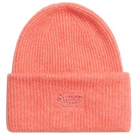 Superdry Damen Weiche Rippstrickmütze Süßes Korallrot 1SIZE
