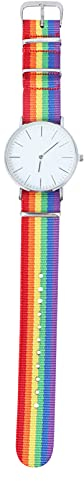 Holibanna Homosexuell Armbanduhr Schwule Banduhr Zarte Uhr Frauen Uhren Damenuhren Nylonband Damenuhr Mit Nylonband Uhrenarmbänder Für Damen Regenbogen Uhren Mode Uhr Fall Mann Neutral