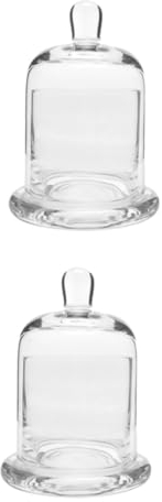 Cabilock 2 Juegos Campana de Cristal Plantas aromaticas decoración Tarta Glass Dome Cloche recipientes para Encantador Flores preservadas Fruta Alambre de gallinero Vela Vidrio