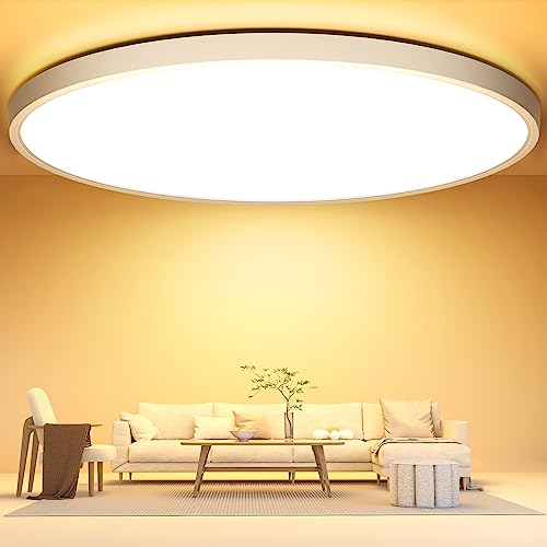 OUILA Deckenlampe Led Deckenleuchte Flach Rund - Ø40CM 36W 3600LM 3000K Warmweiss Led Deckenlampe Wohnzimmer 2,4CM Utra Dünn Led Lampe Decke für Küche, Schlafzimmer Badezimmer Kinderzimmer, Modern Rund IP44, YLXDD420-36W