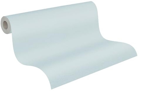 A.S. Création Pure Elegance 397737 Non-Woven Wallpaper with Foam Structure, 0.53 x 10.05 m, Light Blue, Plain Wallpaper with Structure, Made in Germany, Plain Light Blue Wallpaper for Various Rooms