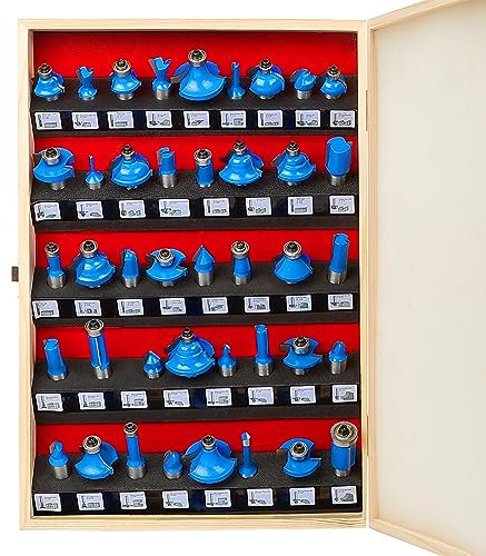 MAYLINE Router Bits Sets 1/2 Inch Shank 41 PCS, Woodwork Milling Groving Cutter Router Bit Set, Wood Miter Cabinet CNC Cutting Tool for Doors Table Shelves DIY (TR-01)