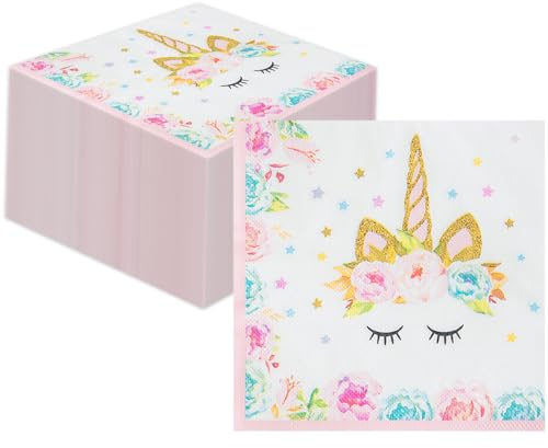 40 Pcs Serviette Licorne, Serviette Papier Jetable À Motif Licorne, Décoration Anniversaire