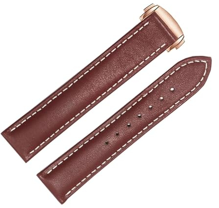 INSTR Echtes Lederarmband für Omega 300/150 Uhrenarmband mit Faltschließe Zubehör Armband(Brown B,21mm)