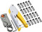 eSynic Pinza Crimpatrice a Compressione per RG6 RG59 + Estrattore Regolabile per Cavo Coassiale Rotante + 20 Connettori F-Tipo RG6, Set Pinze da Crimpare in Acciaio Carbonio - Giallo