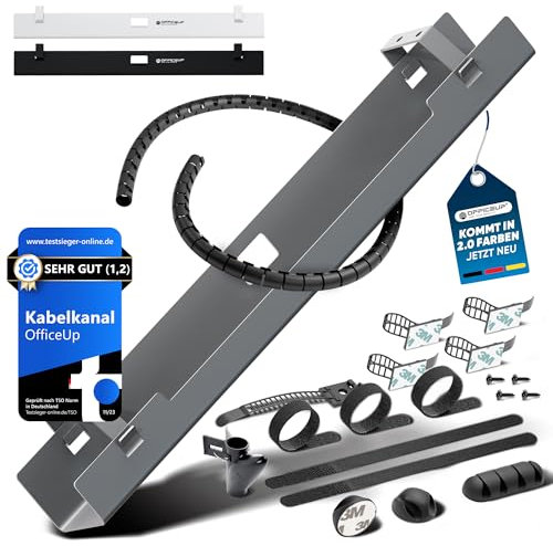 OfficeUp® KABELKANAL XXL 90cm Schreibtisch - Kabelmanagement [Komplett Set] - Cable Management - Kabelhalter [Abnehmbar] - Kabelwanne - Jetzt erhältlich