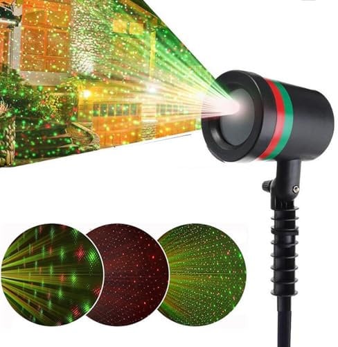ACESOME Projector Led Light, Outdoor Moving Firefly Light, Green Red Led Color, Party Lights with UK Plug, Waterproof Strobe Light for Home Garden Birthday