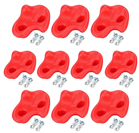 flexman 10 Klettergriffe, Strukturierter Kunststoff Kletterstein, Kletterwandgriffe für Kindergärten, Vergnügungsparks, Korridore, Wände (Red)
