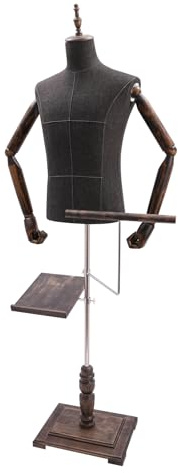 Kleiderpuppe Schaufensterpuppe Männlich, Mannequin Schneiderpuppe mit Hosenständer und Schuhhalterung Freistehend verstellbare für Modeausstellung Bekleidungsdisplay (Dickes Leinen)