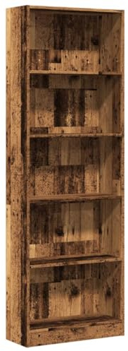 vidaXL - Bookcase Storage Cabinet - Engineered Wood - 60x24x176 cm - Old Wood Finish - Multi-Compartment Bookshelf for Living Room, Bedroom, Hallway, Office