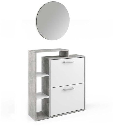 Vicco Schuhkipper Orlando, Schuhregal, Beton, 2 Teile, mit Spiegel