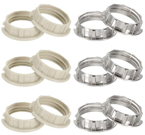 PATIKIL Bagues de Douille de Lumière G9, 12 Pcs Adaptateur de Support d'Abat-Jour Alliage Bague Convertisseur de Support de Lumière pour Douille de Lampe en Céramique G9, Argenté/Blanc