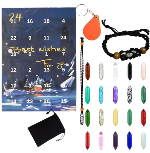 Adventskalender 2024 Kristalle für Kinder, 24 Tages Natürlicher Heilkristall-Edelstein-Mineralien- und Fossilien-Adventskalender, Edelstein Adventskalender, Edelstein Christmas Adventskalender
