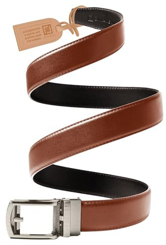 Ledergürtel Herren Braun – 35 mm Breite, Automatik-Schnalle, Echtleder – 130 cm kürzbar, stufenlose Mikroanpassung für bequemen Sitz – ideal im Alltag & Business, mit Geschenkbox – herren gürtel leder