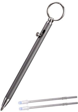TKP1 Mini Titan EDC Stift Bolt Action Kugelschreiber, Metall Kugelschreiber mit schwarzen Ersatzminen und Schlüsselring, Persönlichkeits kreativer Signaturstift für Arbeit, Business (Dunkles Grau)