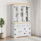 Xichuzi Aparador Corona Madera Maciza de Pino Blanco 112x43x196 cm, Aparadores para Salon, Aparador Entrada Recibidor, Aparador Cocina, Vitrinas para Salon, Muebles Auxiliares