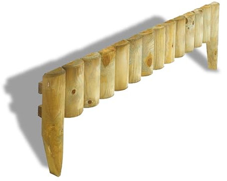 Pack Of 2 1M Wooden Garden Fence Log Roll for Lawn and Flower Beds Outdoor Decorative Garden Border Edging Fence Panels for Landscaping Wooden Picket Fence Edging for Grass Patio Paths Vegetable Beds