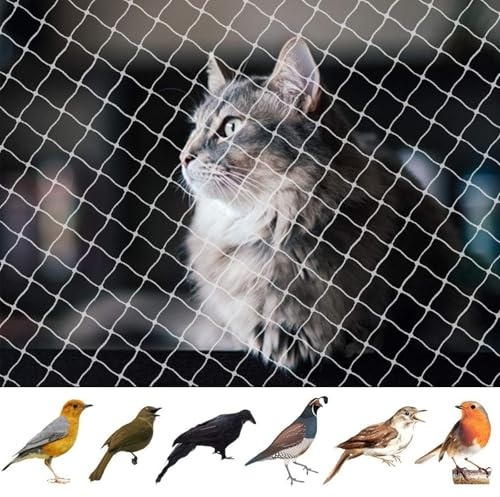 Katzenschutznetz Vogelschutznetz Engmaschig Hochfestem Nylon Wiederverwendbar Ohne Bohren Engmaschig Volierennetz Geflügelnetz für Balkone Treppen Fenster Terrassen 2.5cm Lochdurchmesser