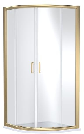 Balterley Quadrant Shower Enclosure, 8mm Toughened Safety Shower Glass Cubicle Door, Bar Handle Sliding Glass Door, Enclosures for Showers, Enclosures & Cubicles - 880 x 880 x 1900mm (Brushed Brass)