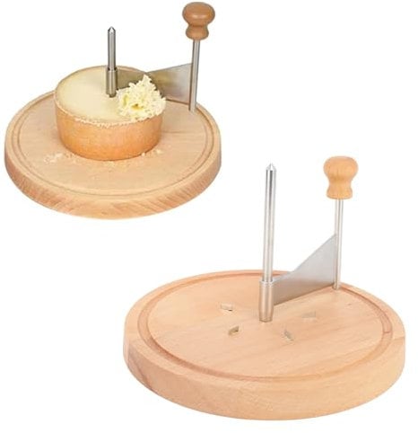 Sorandy Cheese Curler, Professional Multifunctional Beech Wood and Stainless Steel Rotating Cheese Shaver with Ergonomic Handle, Cheese Wheel Slicer for Chocolate