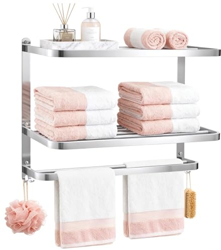SUNNYNEST 3-Tier Bathroom Towel Rack Stainless Steel Wall-Mounted | Towel Bar Holder for Bathroom, Lavatory, Hotel Towel Storage Shelf