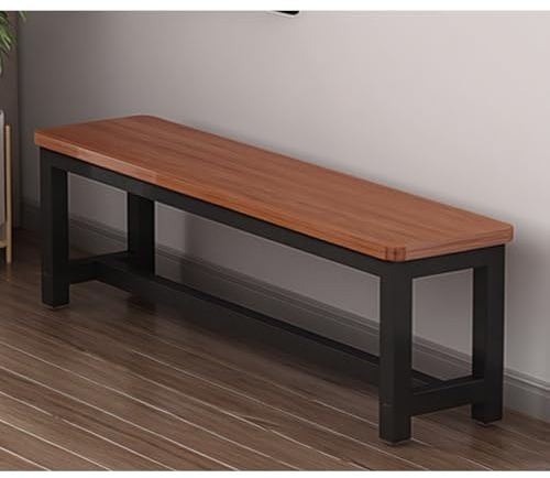Yidlkecqey Patio-Bank mit Gusseisen- und Hartholzrahmen,Gartenbank für den Außenbereich(Black+Teak,130x35x45cm/51.2x13.8x17.7in)