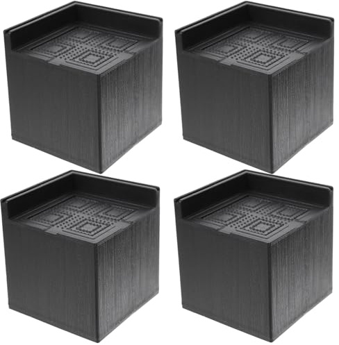 MOBUTOFU 4 Stück Möbel Erhöhung aus Gummi, Quadratisch, Schwarz