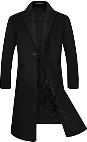 APTRO Mens Wool Coats Long Coats Thick Winter Jacket Elegant Outwear 80% Wool Trench Coat 1817 Black M