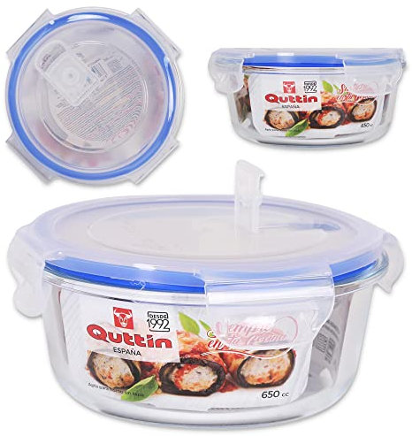 Quttin Fiambrera Redonda con Tapa Hermética, 15 cm, Multicolor, Talla Unica