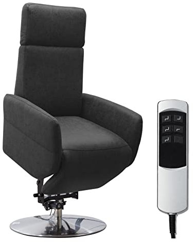 Cavadore TV-Sessel Cobra / Fernsehsessel mit 2 E-Motoren, Akku und Aufstehhilfe / Relaxfunktion, Liegefunktion / Ergonomie S / 71 x 108 x 82 / Lederoptik Anthrazit