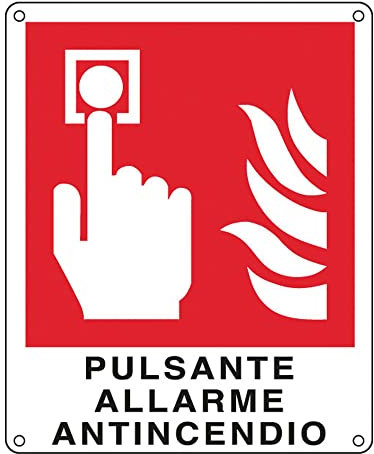 CARTELLO ALLUMINIO 12x14,5cm 'PULSANTE ALLARME ANTINCENDIO'' CARTELLI SEGNALATORI