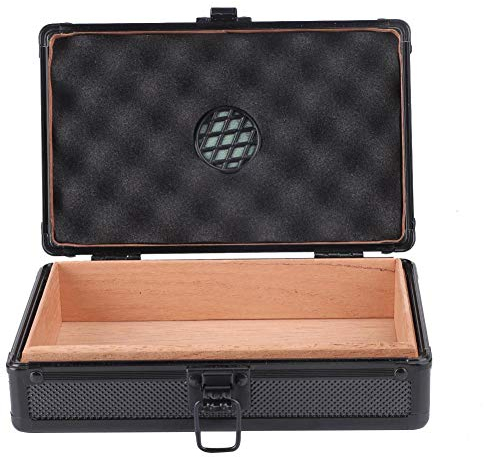 HEEPDD Zigarrenbox aus Aluminium, 20 x 13,2 x 6,1 cm, Tragbare Mini-Reisebox mit Luftbefeuchter