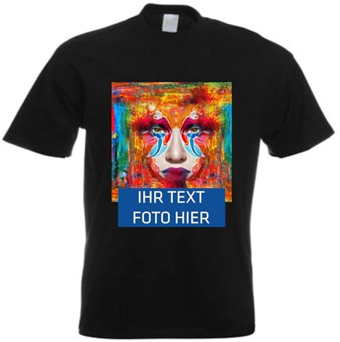 INDIGOS UG - T-Shirts für Herren schwarz M - Tshirt Bedrucken Lassen mit Wunschtext und Foto - Geschenkidee für Männer Sport, Party - individuell Bedruckt