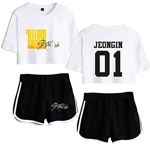 Flyself Unisex Kpop T-Shirts und Hosen Kurzarm T-Shirt & Kurze Hose 2 Stücke Set für Herren und Damen